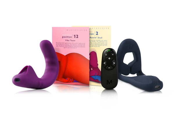 Everything you need for a not-so-quiet night in: the revolutionary adaptable vibrators - Crescendo 2 & Tenuto 2, with the beautiful Playcards and Remote.