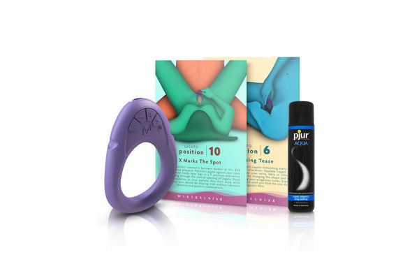 Boost your confidence in the bedroom with this award-winning, compact wearable device. Designed for couples to take their intimacy to the next level, the Tenuto Mini helps get stronger, longer lasting erections and delivers strong vibrations on the partner’s labia at the same time. Get the most out of Tenuto Mini with the Playcards of intimate positions & ideas, and, premium long-lasting lube.